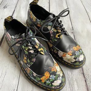 Dr Martens Floral Brogue Wingtips 3989 DF Black Oxfords